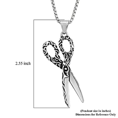 Scissor Pendant Necklace in Stainless Steel 22 Inches 