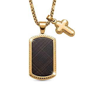 Dog Tag Pendant Necklace in ION Plated YG Stainless Steel 22 Inches 