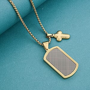 Dog Tag Pendant Necklace in ION Plated YG Stainless Steel 22 Inches 