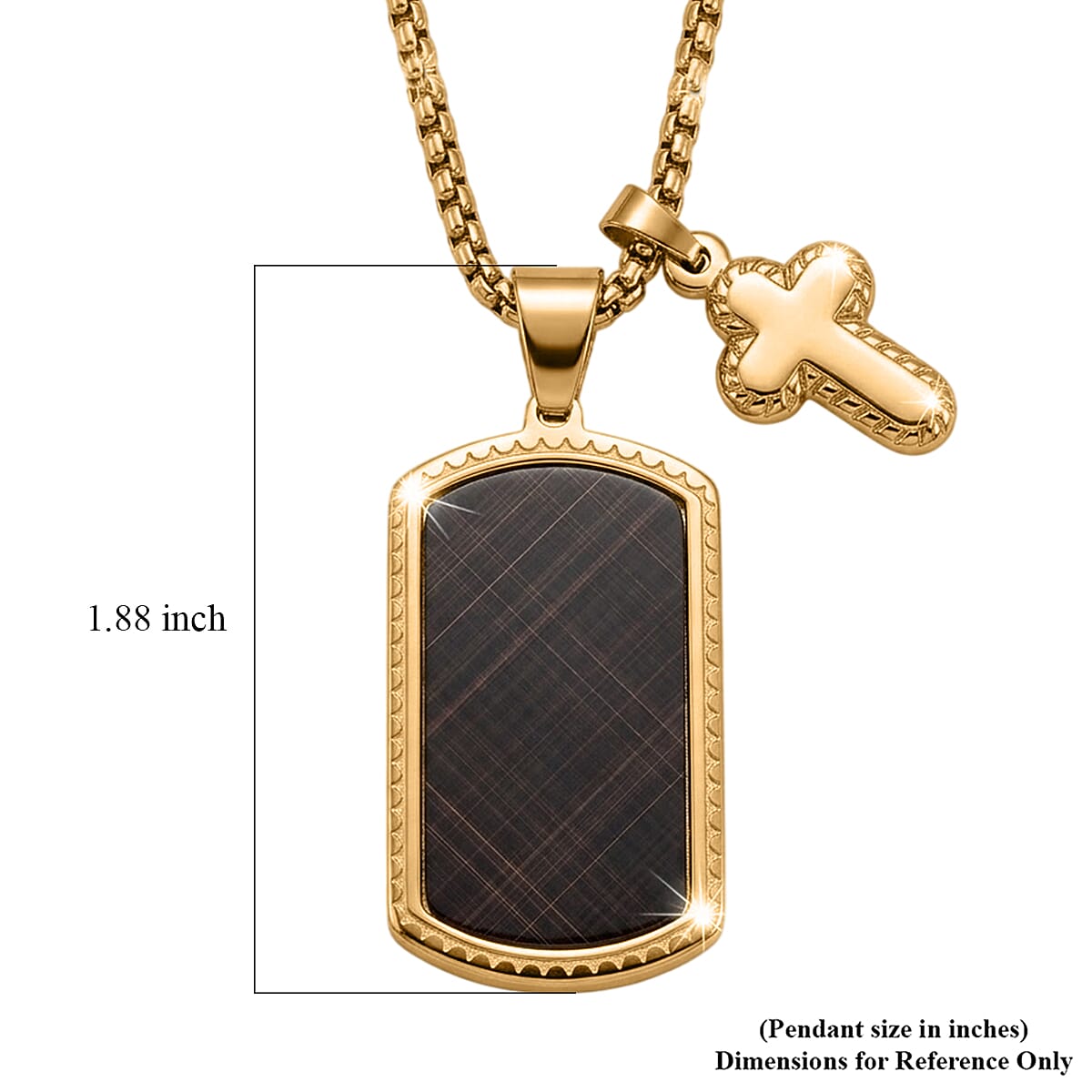 Dog Tag Pendant Necklace in ION Plated YG Stainless Steel 22 Inches  image number 4