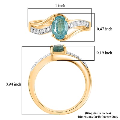 D'Joy Premium Kagem Zambian Emerald and Moissanite 0.90 ctw Bypass Ring in 18K Vermeil Yellow Gold Over Sterling Silver (Size 6.0)