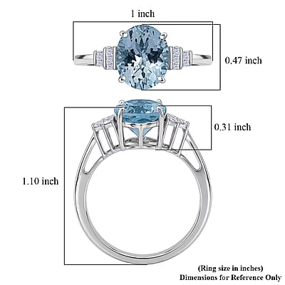 Luxoro AAA Mangoro Aquamarine and Diamond G-H I2 3.35 ctw Classic Calm Ring in 10K White Gold (Size 10.0)