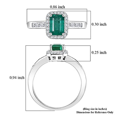 D'Joy Premium Kagem Zambian Emerald and Moissanite 1.35 ctw Regal Geometry Ring in Rhodium Over Sterling Silver (Size 6.0)