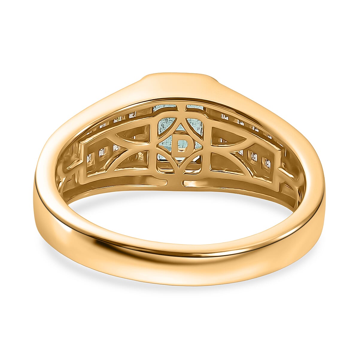 D'Joy Premium Kagem Zambian Emerald and Moissanite 1.40 ctw Men's Ring in 18K Vermeil Yellow Gold Over Sterling Silver (Size 12.0) image number 4