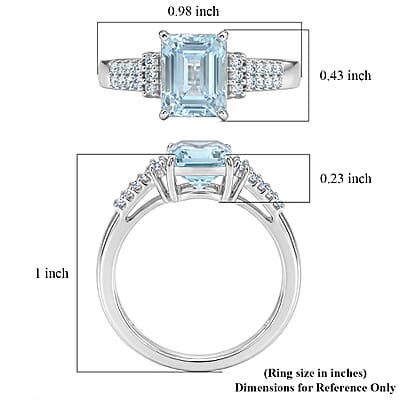 D'Joy Premium Mangoro Aquamarine and Moissanite 2.30 ctw The Crown Matrix Ring in Rhodium Over Sterling Silver (Size 10.0)