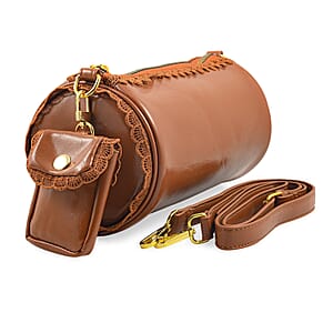 Passage Camel Faux Leather Round Crossbody Bag