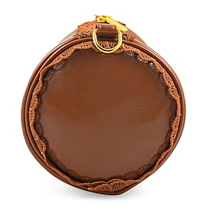 Passage Camel Faux Leather Round Crossbody Bag