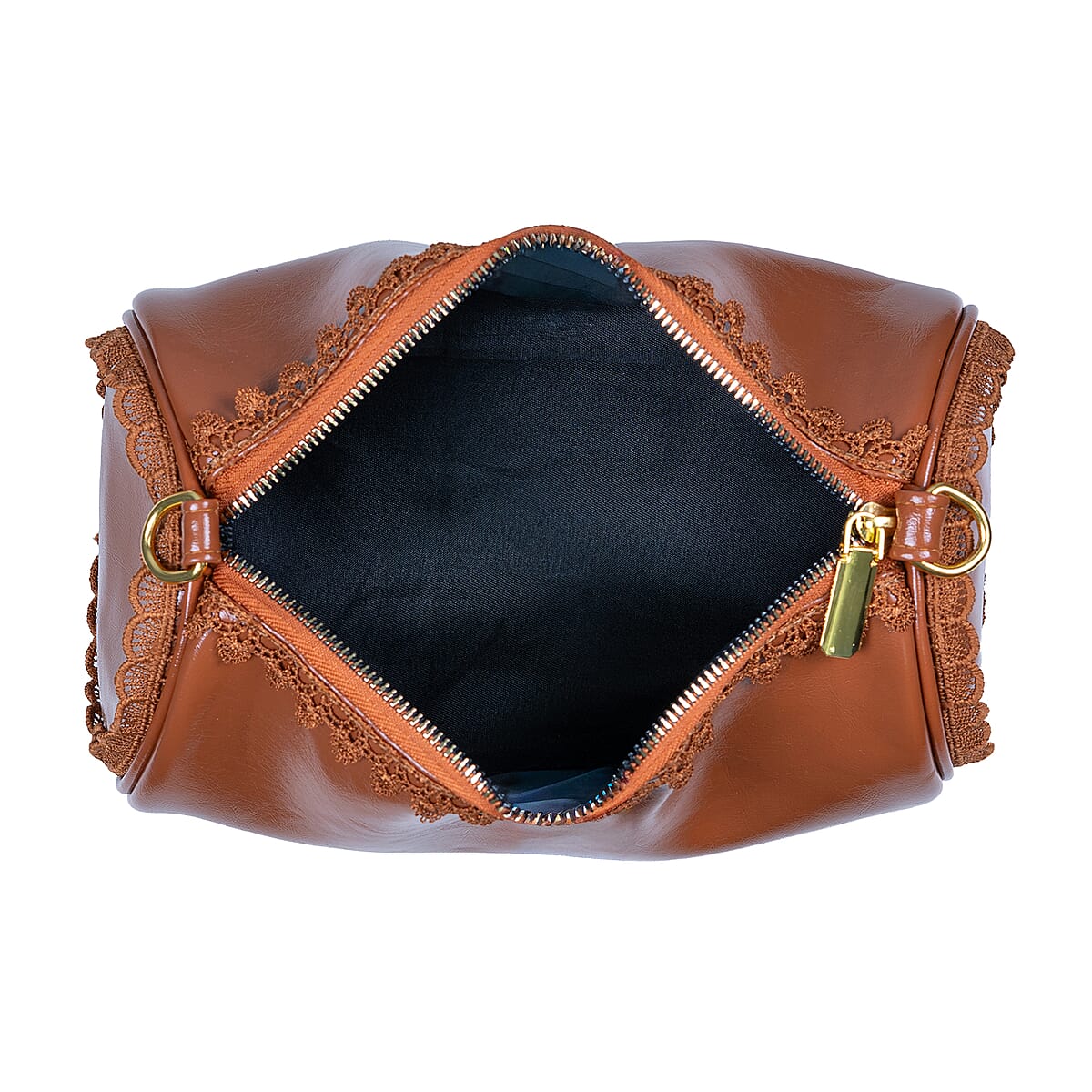 Passage Camel Faux Leather Round Crossbody Bag image number 7