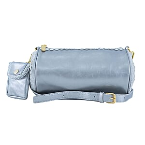 Passage Silver Faux Leather Round Crossbody Bag