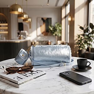 Passage Silver Faux Leather Round Crossbody Bag
