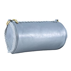 Passage Silver Faux Leather Round Crossbody Bag