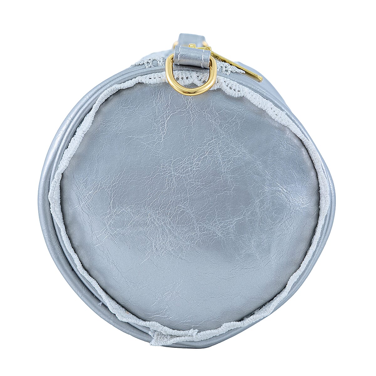 Passage Silver Faux Leather Round Crossbody Bag image number 4