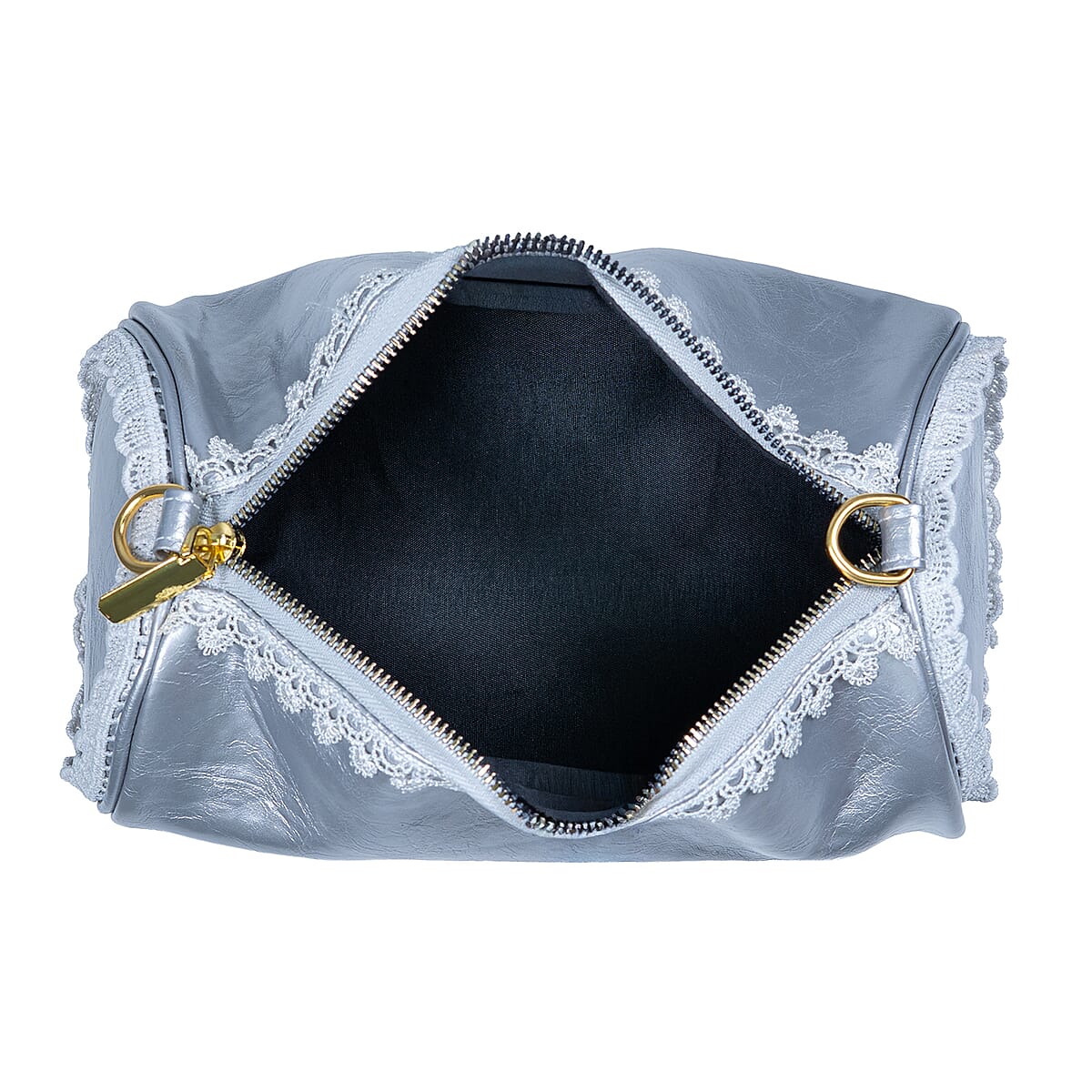Passage Silver Faux Leather Round Crossbody Bag image number 7