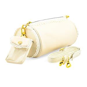 Passage Cream Faux Leather Round Crossbody Bag