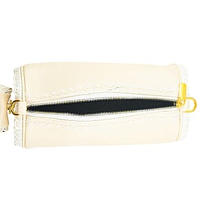 Passage Cream Faux Leather Round Crossbody Bag
