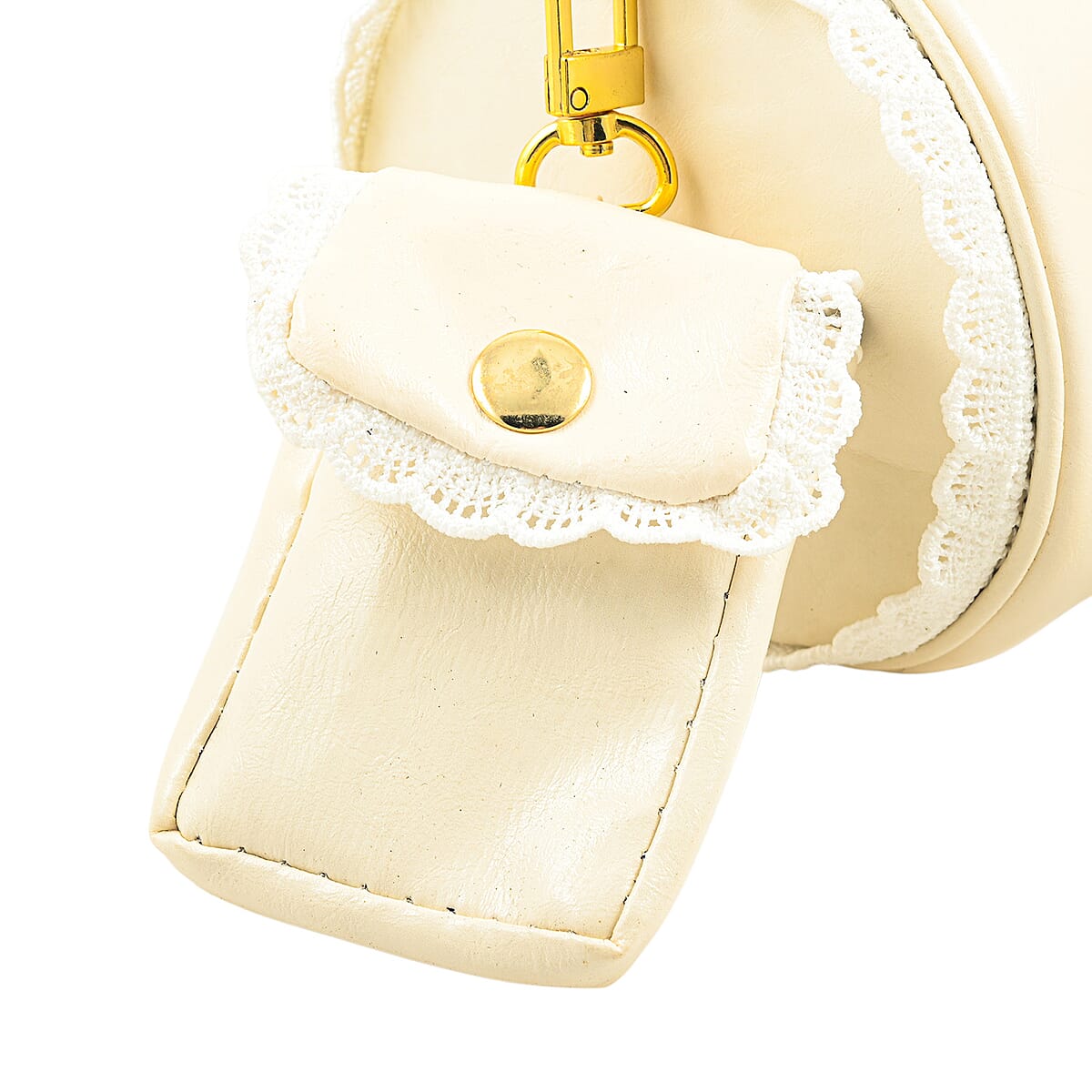 Passage Cream Faux Leather Round Crossbody Bag image number 4