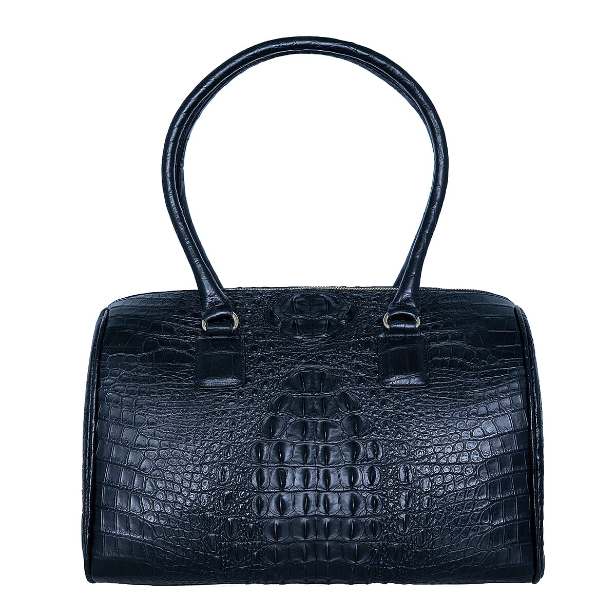 The Grand Pelle Black Crocodile Genuine Leather Doctor Bag image number 3