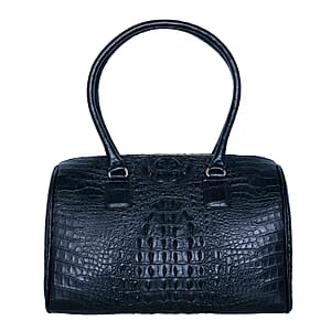 The Grand Pelle Black Crocodile Genuine Leather Doctor Bag