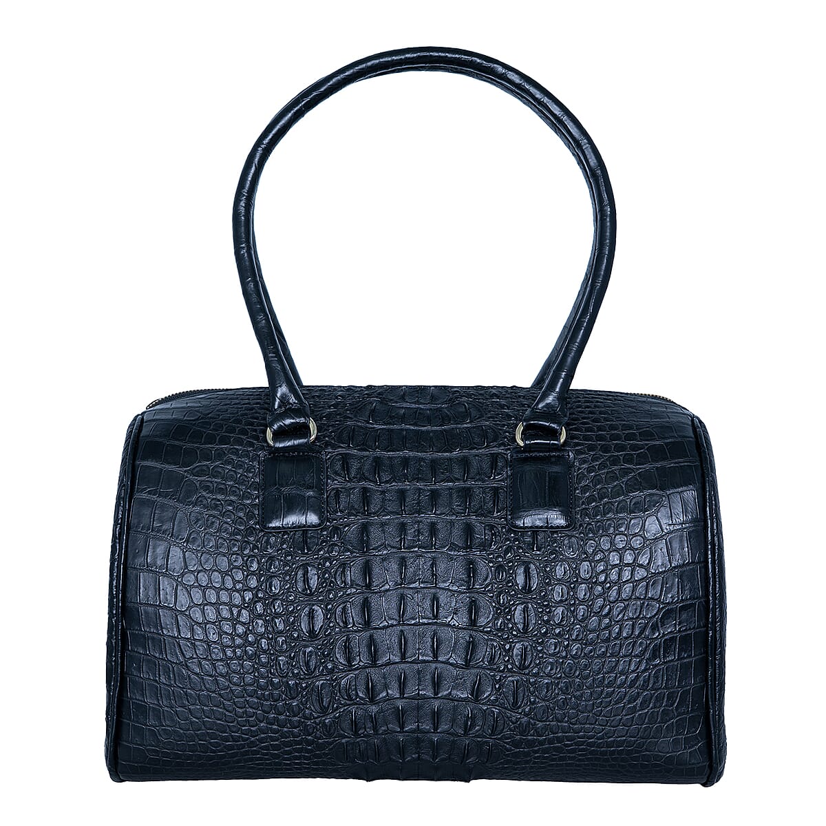 The Grand Pelle Black Crocodile Genuine Leather Doctor Bag image number 5