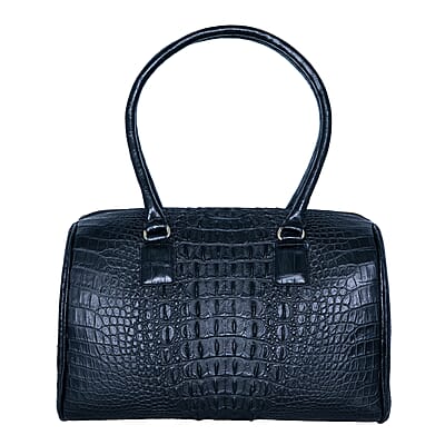 The Grand Pelle Black Crocodile Genuine Leather Doctor Bag