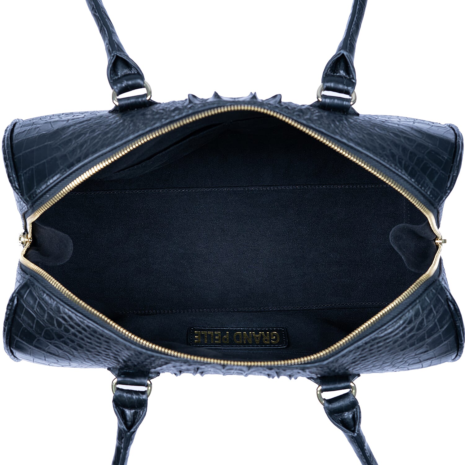 The Grand Pelle Black Crocodile Genuine Leather Doctor Bag