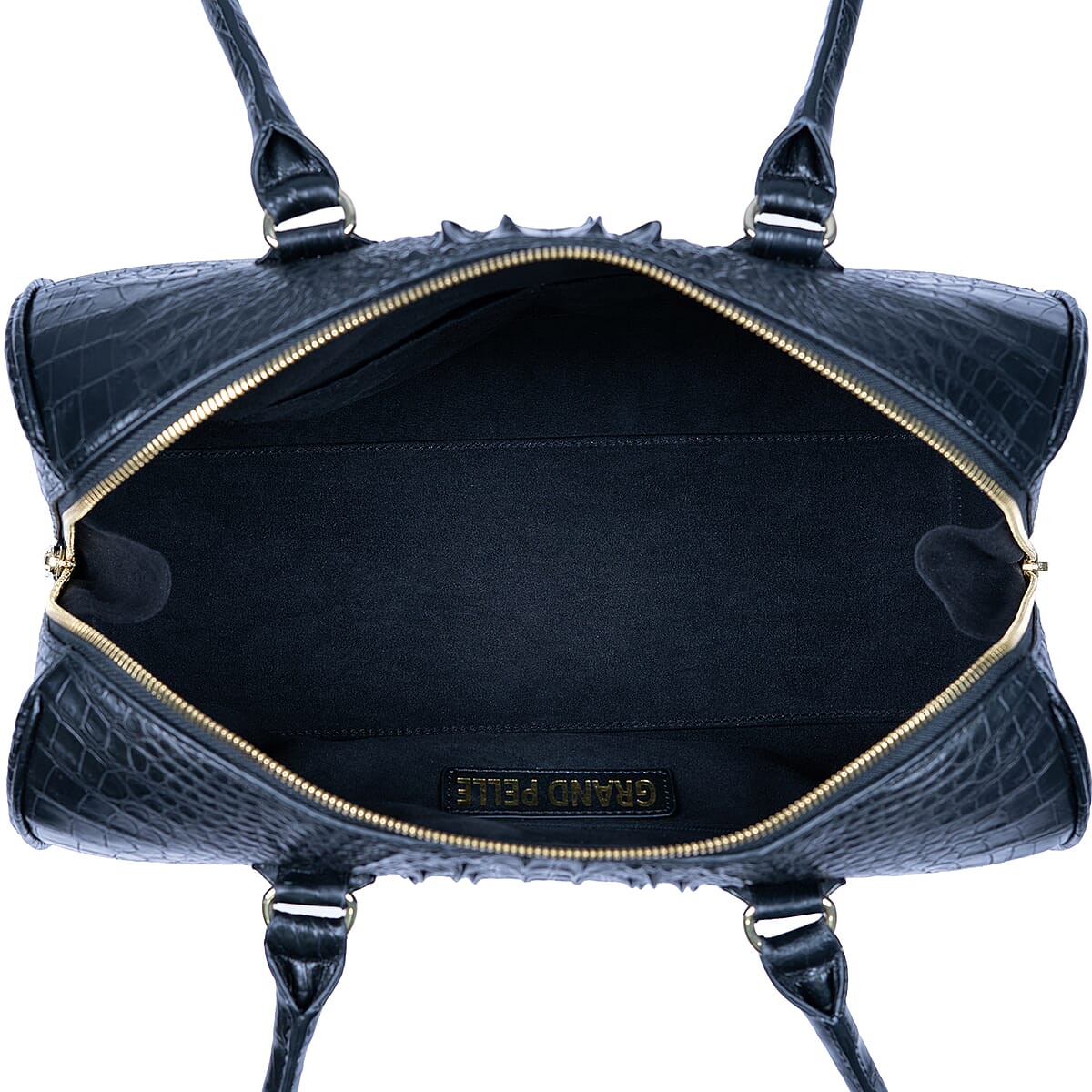 The Grand Pelle Black Crocodile Genuine Leather Doctor Bag image number 7