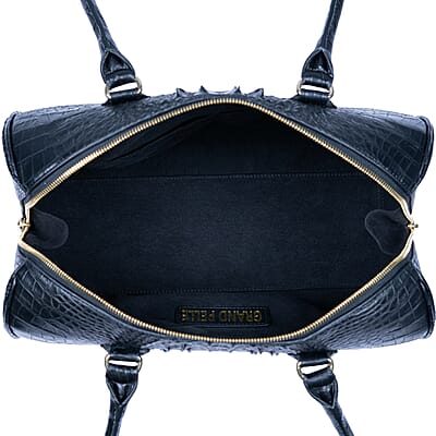 The Grand Pelle Black Crocodile Genuine Leather Doctor Bag