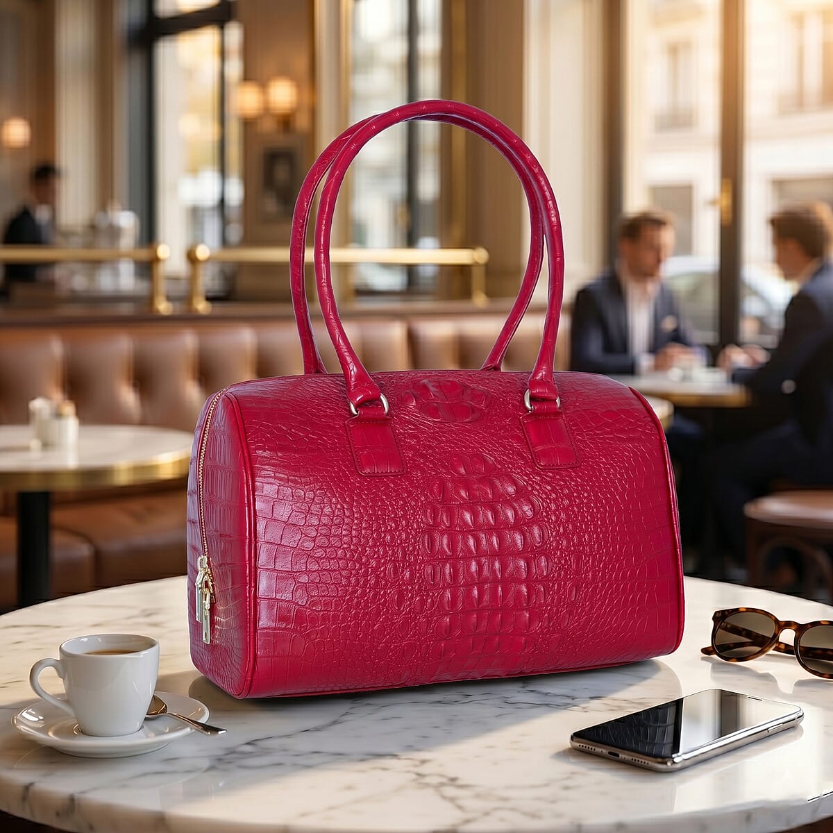 The Grand Pelle Red Crocodile Genuine Leather Doctor Bag image number 1