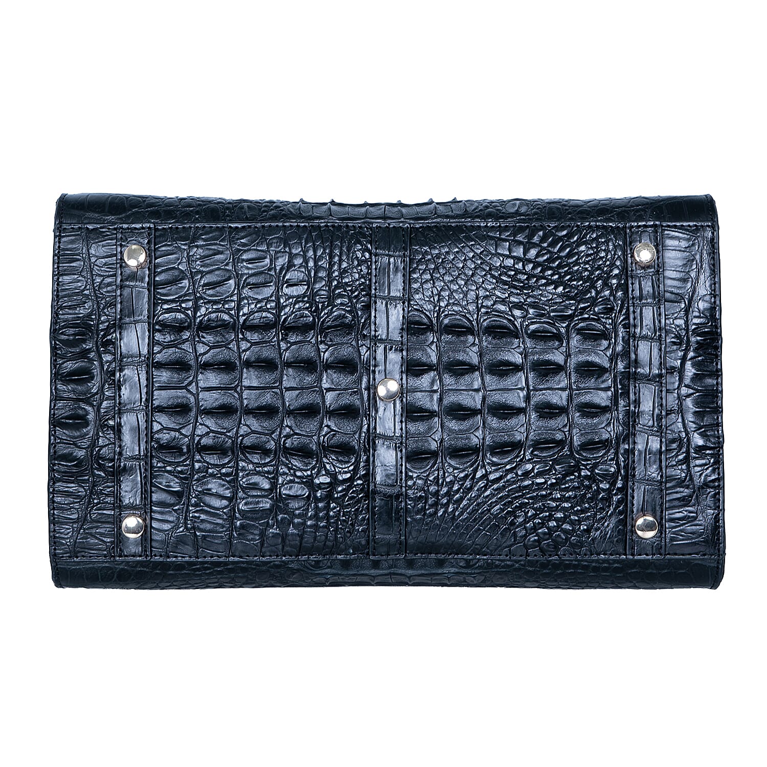 The Grand Pelle Black Crocodile Genuine Leather Bowler Bag