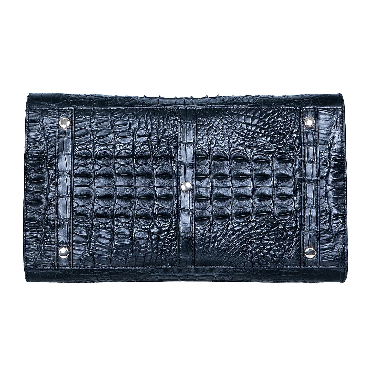 The Grand Pelle Black Crocodile Genuine Leather Bowler Bag image number 6