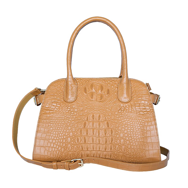 The Grand Pelle Brown Crocodile Genuine Leather Bowler Bag