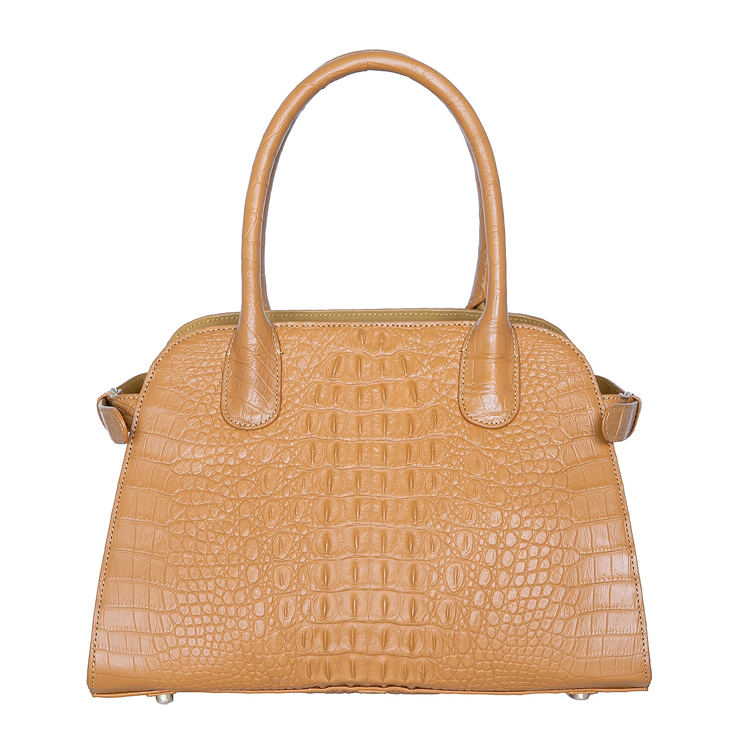 The Grand Pelle Brown Crocodile Genuine Leather Bowler Bag