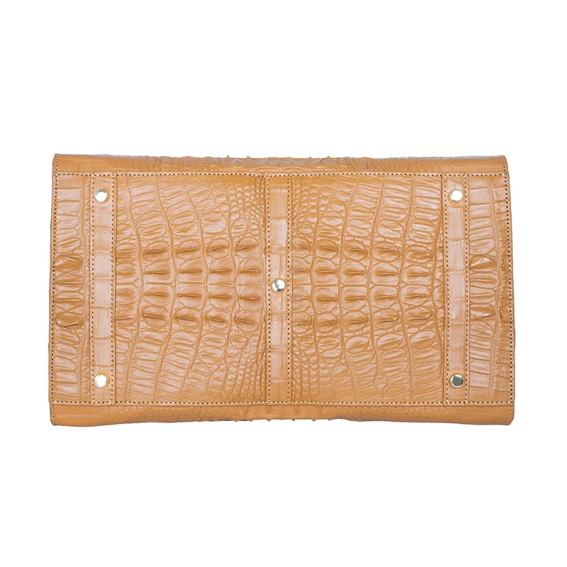 The Grand Pelle Brown Crocodile Genuine Leather Bowler Bag