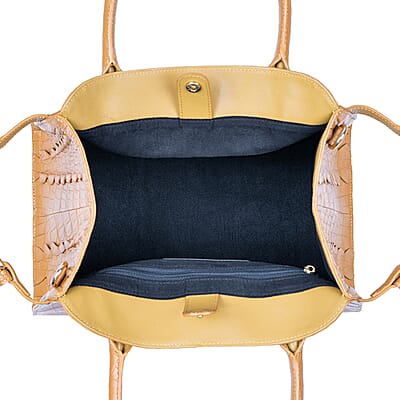 The Grand Pelle Brown Crocodile Genuine Leather Bowler Bag