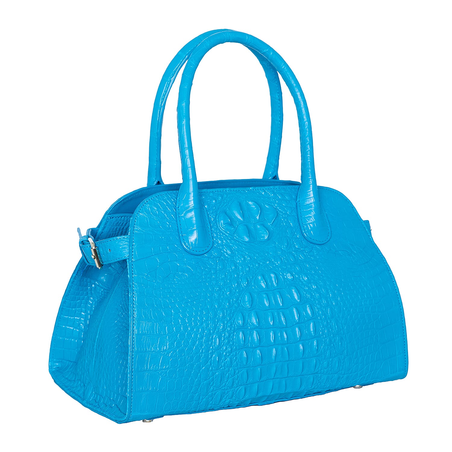 The Grand Pelle Blue Crocodile Genuine Leather Bowler Bag