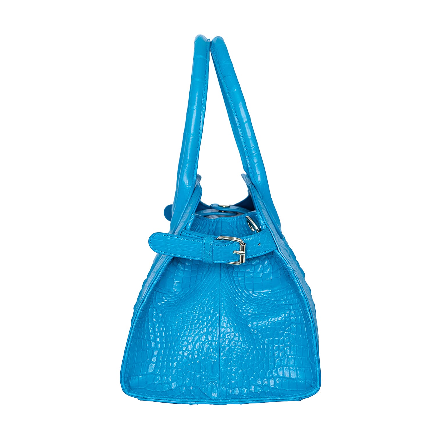 The Grand Pelle Blue Crocodile Genuine Leather Bowler Bag