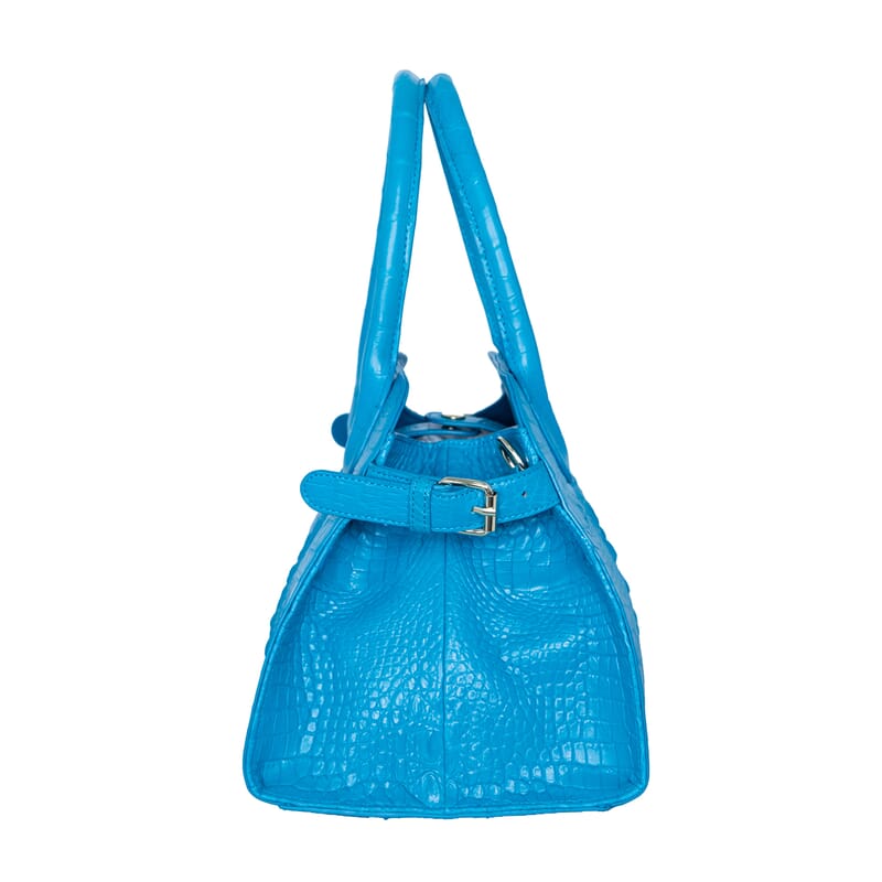 The Grand Pelle Blue Crocodile Genuine Leather Bowler Bag