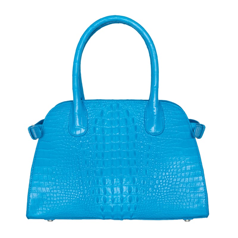 The Grand Pelle Blue Crocodile Genuine Leather Bowler Bag