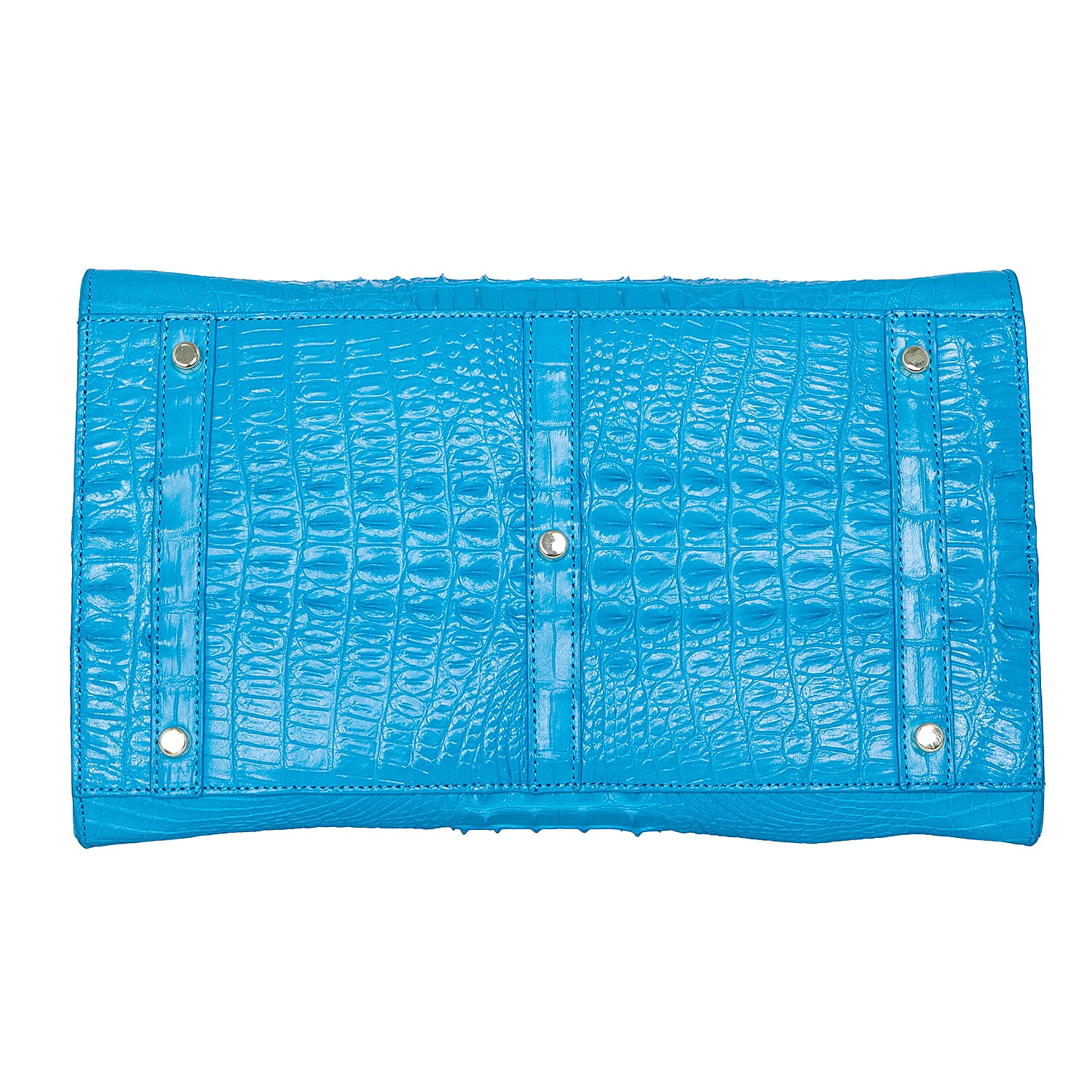 The Grand Pelle Blue Crocodile Genuine Leather Bowler Bag