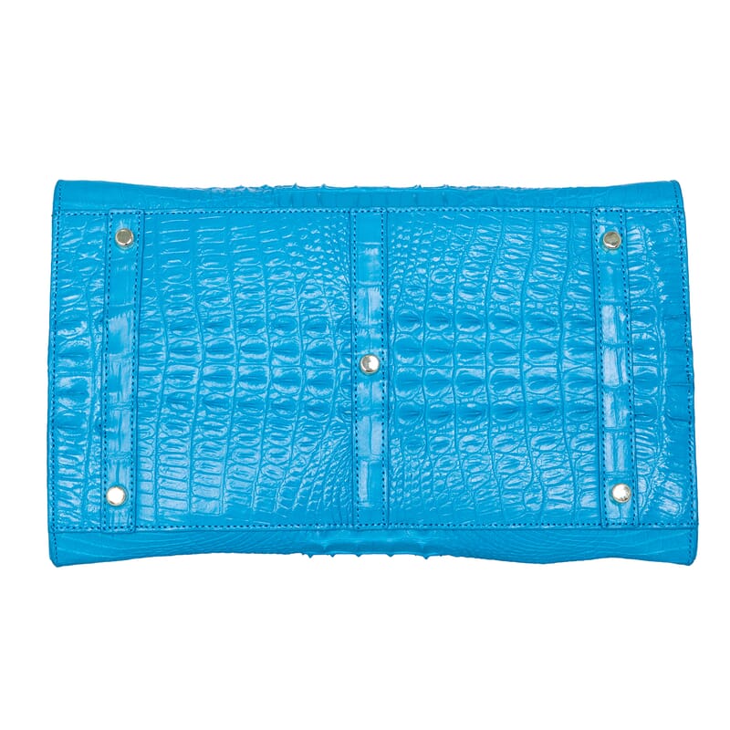 The Grand Pelle Blue Crocodile Genuine Leather Bowler Bag