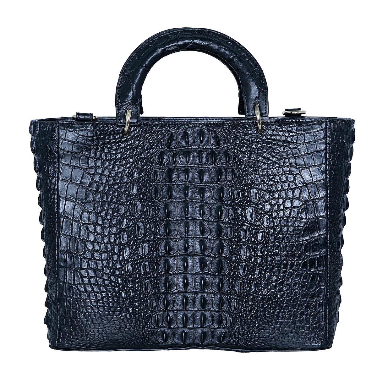 The Grand Pelle Black Crocodile Genuine Leather Tote Bag image number 5