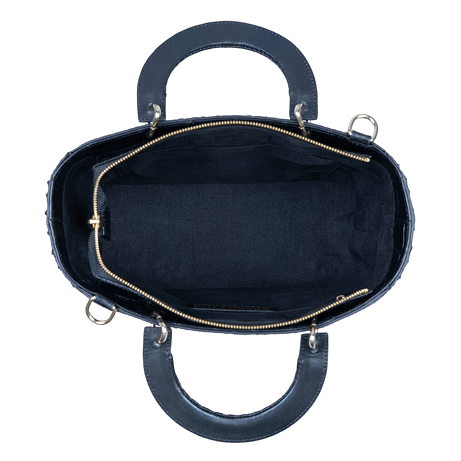 The Grand Pelle Black Crocodile Genuine Leather Tote Bag
