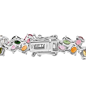 D'Joy Premium Multi-Tourmaline 10.80 ctw Rainbow Glow Line Bracelet in Rhodium Over Sterling Silver (6.50 In)