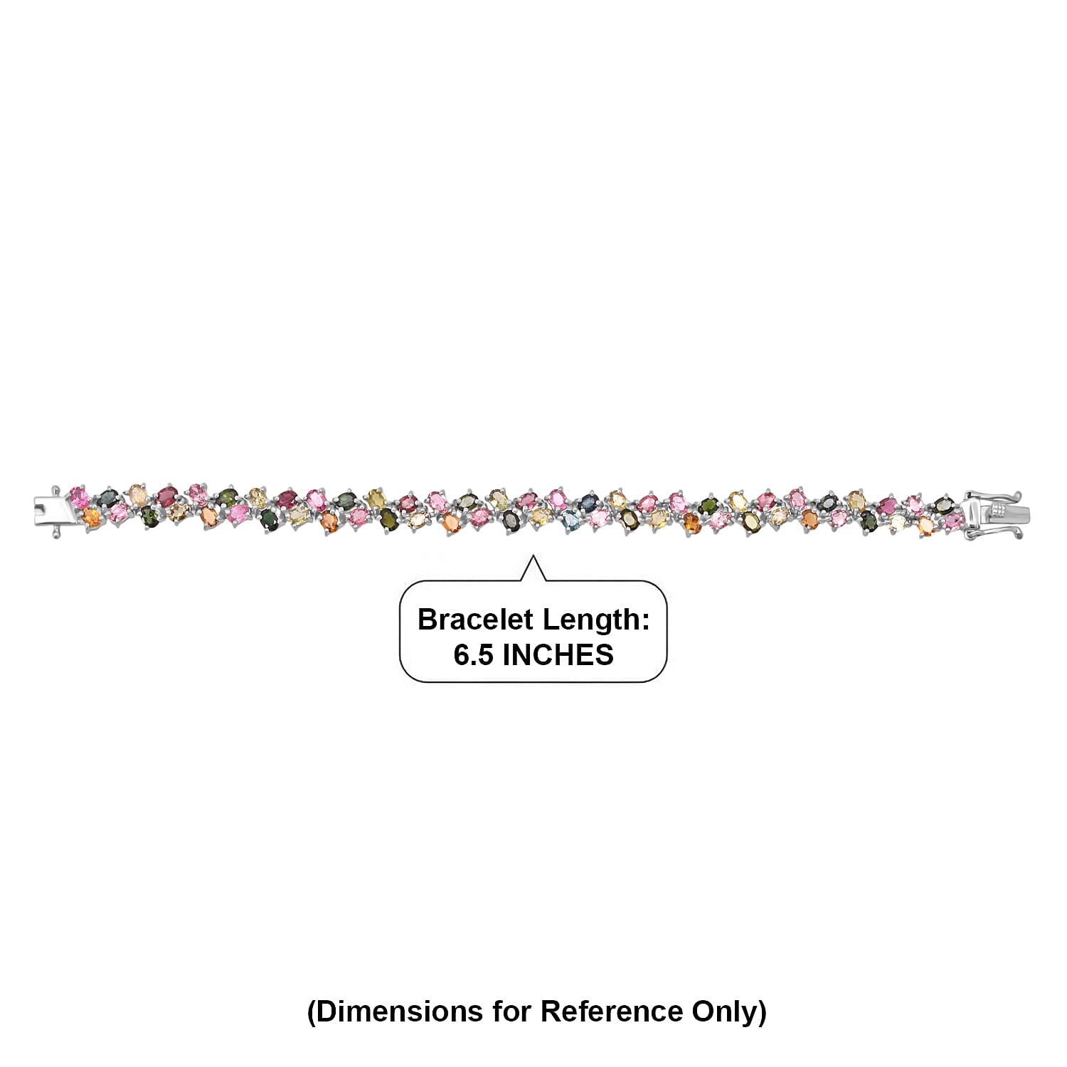 D'Joy Premium Multi-Tourmaline 10.80 ctw Rainbow Glow Line Bracelet in Rhodium Over Sterling Silver (6.50 In)
