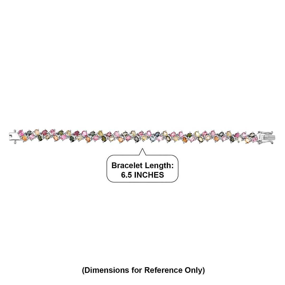 D'Joy Premium Multi-Tourmaline 10.80 ctw Rainbow Glow Line Bracelet in Rhodium Over Sterling Silver (6.50 In) image number 4