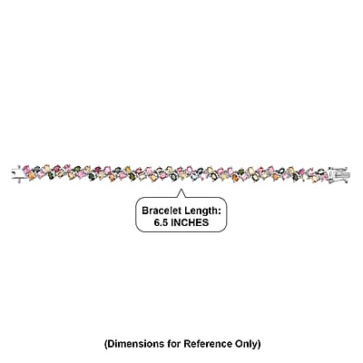 D'Joy Premium Multi-Tourmaline 10.80 ctw Rainbow Glow Line Bracelet in Rhodium Over Sterling Silver (6.50 In)