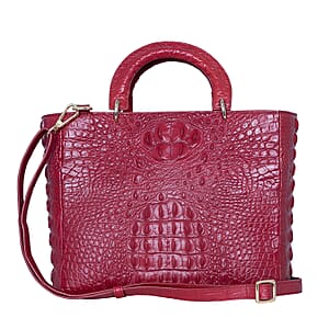 The Grand Pelle Red Crocodile Genuine Leather Tote Bag