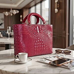 The Grand Pelle Red Crocodile Genuine Leather Tote Bag