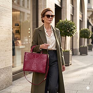 The Grand Pelle Red Crocodile Genuine Leather Tote Bag