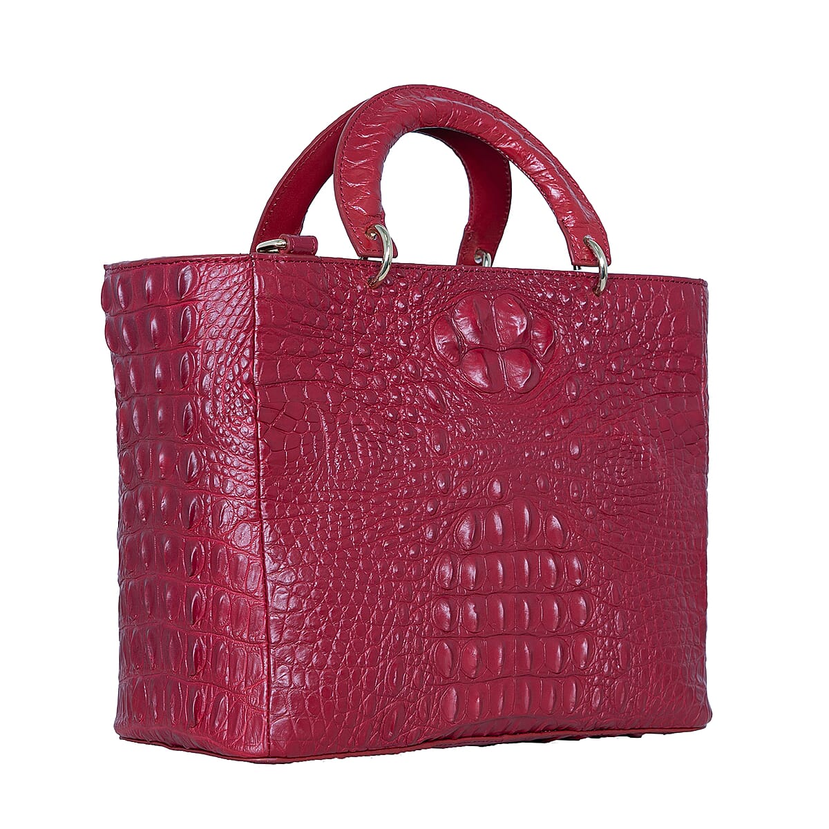 The Grand Pelle Red Crocodile Genuine Leather Tote Bag image number 3